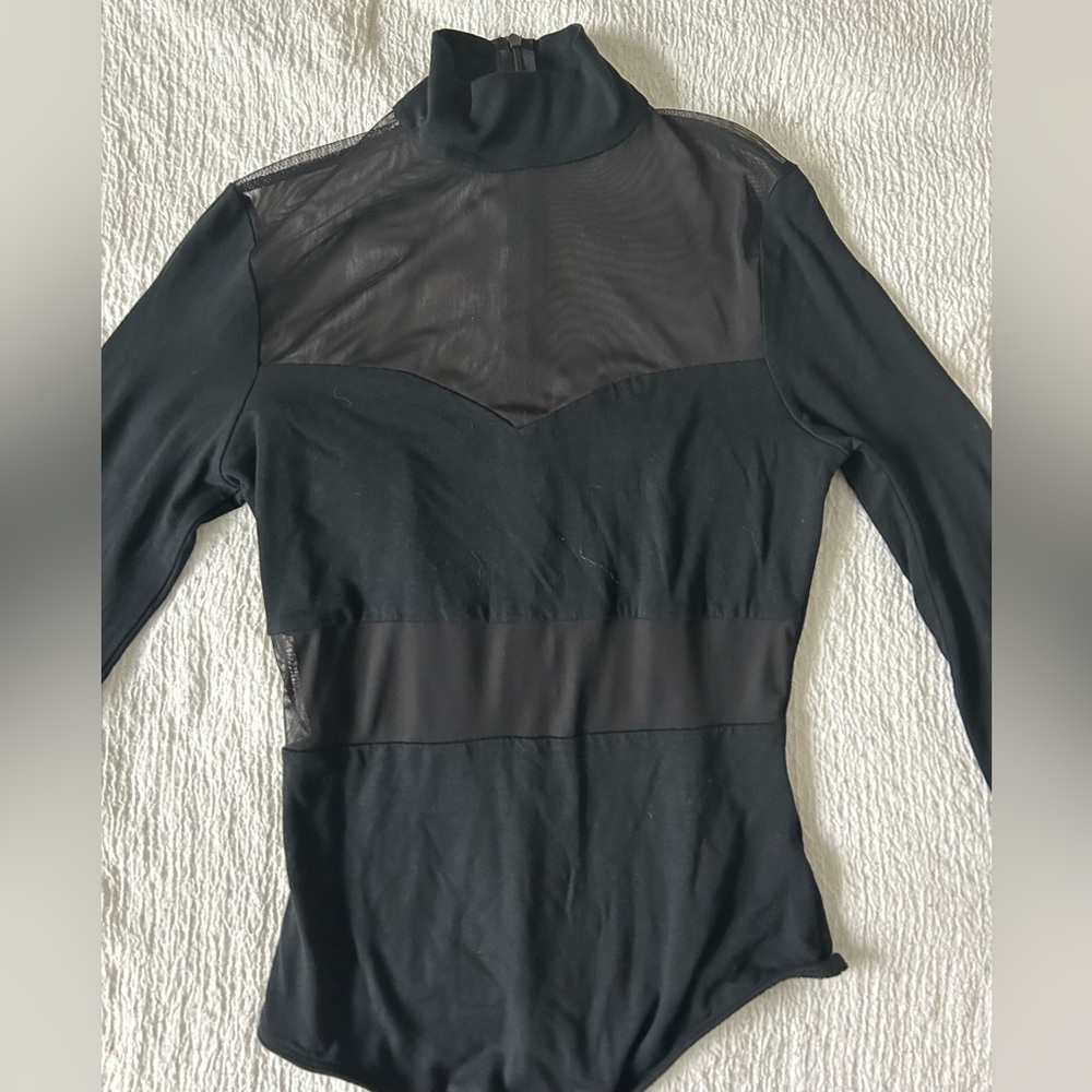 All Eyes on me sheer mock neck bodysuit